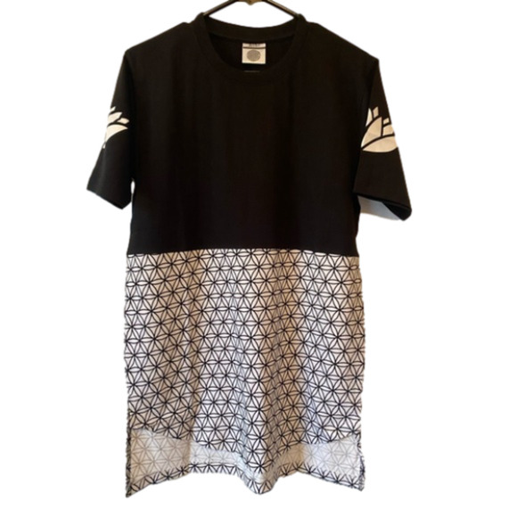 Women's M Short Sleeve Colorblock Tee Shirt Black White Lotus Athleisure Basic - Picture 1 of 6